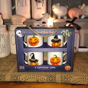 Harvest Green Studio Halloween Pumpkin Espresso Cups Set of 4